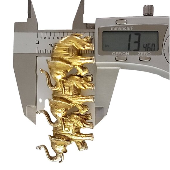 1928 Brand Gold Tone Elephant Trio Brooch Pin K531 - Picture 6 of 8